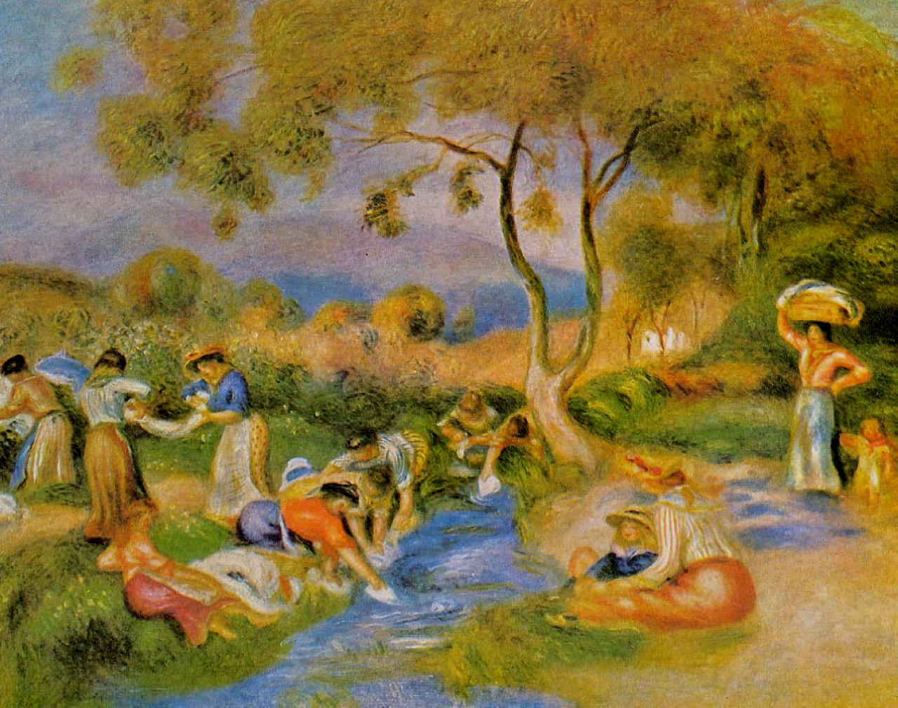 Laundresses at Cagnes - Pierre-Auguste Renoir painting on canvas